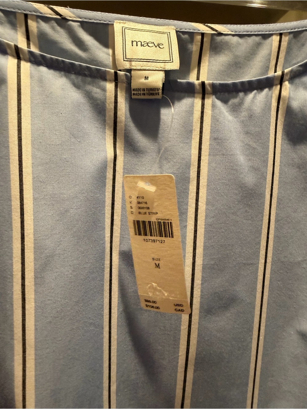 Maeve Blue and Cream Striped Boxy Crop Top - Picture 2 of 5